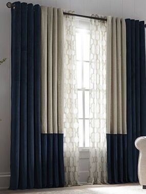 Liz Claiborne Retired Holland Blackout Lined Velvet Grommet Panel Lot of 2 Navy.